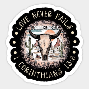 Love Never Fails Bull Skull Desert Sticker